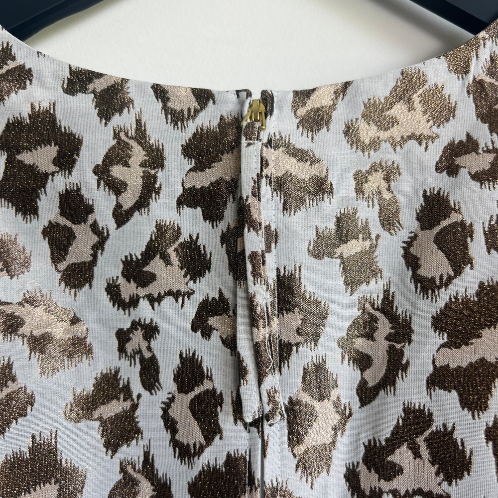 Lilly Pulitzer Leopard Calyssa Metallic Jacquard Puff Sleeve Dress Gold Silver 4 - Picture 12 of 13